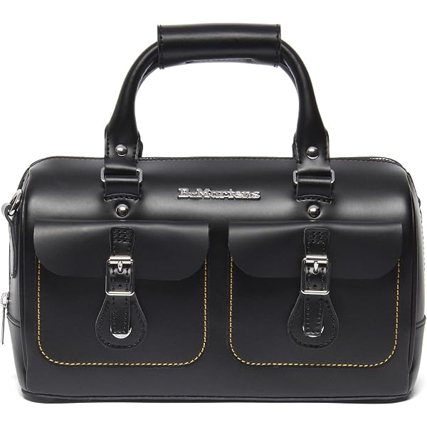 Dr. Martens Bolsa de couro com alça superior, preta Kiev : Amazon